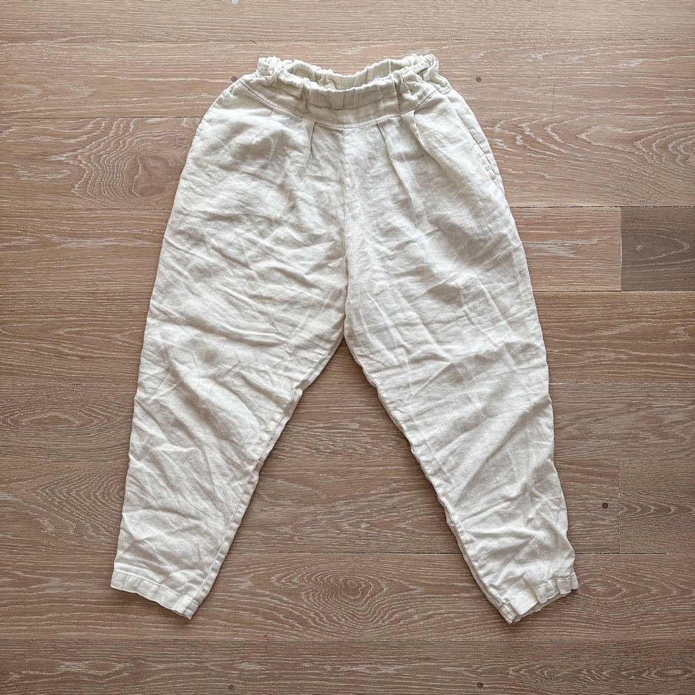 Black Crane Linen Harem Pants